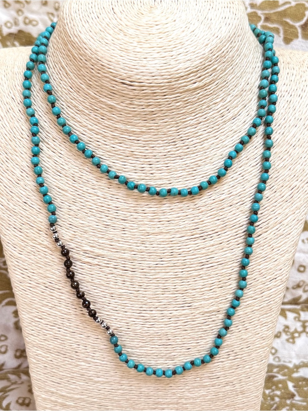 SILPADA Necklace Sterling Silver Blue Howlite Bronzite 36” Beaded N2396 EXC COND - Picture 6 of 6